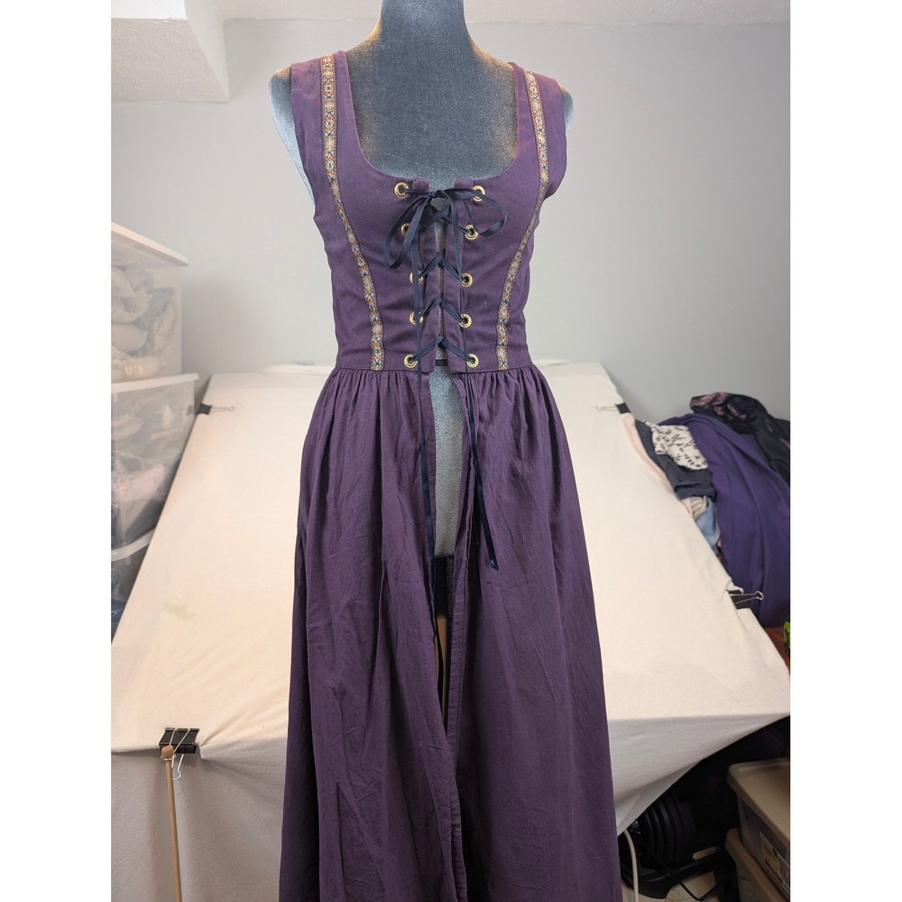 Purple Laced Corset Maxi Renaissance Holy Festival Folk Whimsygoth Alpine Dress - Picture 4 of 16